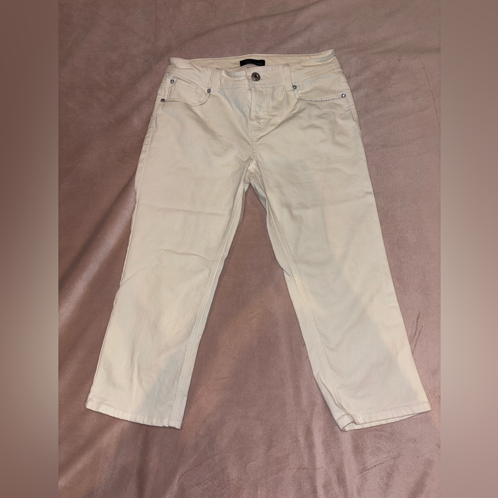 y2k Baccini white capri pants woman’s 4 embellished pockets